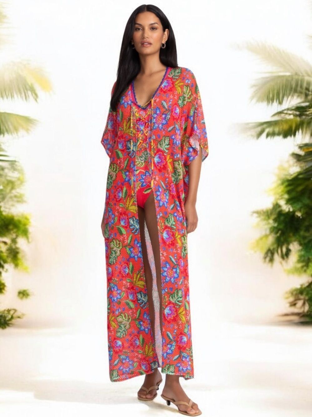 Johnny Was Maxi Crochet Kimono in Watermelon Rumba!